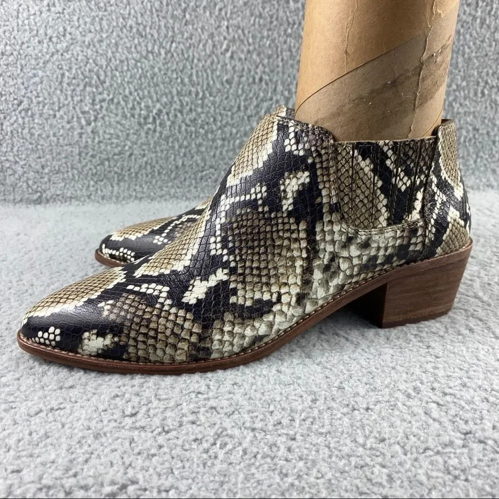 New Madewell Sonia Low Chelsea Bootie Snake Emboss Leather‎ Womens 8 Brown Black - Picture 7 of 16